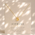 Citrine Teardrop Necklace November Birthstone Jewelry Minimalist Yellow Gemstone Necklace Gift for Her