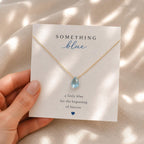 Something Blue Necklace for Bride, Chalcedony Wedding Necklace, Minimalist Bridal Jewelry, Gold Filled Something Blue Gift