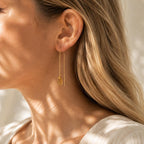Raw Citrine Threader Earrings | Natural Citrine Earrings | Gold or Silver Gemstone Earrings | November Birthstone | Dainty Crystal Earrings