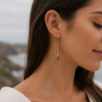 Raw Peridot Threader Earrings | Natural Peridot Gemstone Earrings | August Birthstone Jewelry | Dainty Crystal Earrings