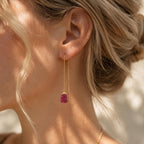 Raw Amethyst Threader Earrings | Natural Amethyst Gemstone | Gold or Silver | February Birthstone Jewelry | Dainty Purple Crystal Earrings