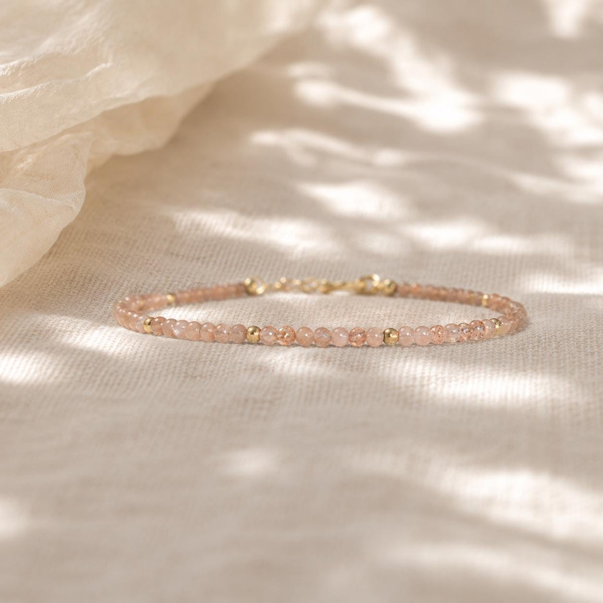 Dainty Sunstone Gemstone Bracelet • Leo Bracelet • Genuine Crystal Jewelry • Dainty & Delicate Stacking Bracelet for Women