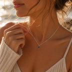 Sapphire Teardrop Necklace | Dainty September Birthstone | Minimalist Blue Gemstone Jewelry