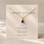 Sweet Sixteen Birthstone Necklace | Personalized 16th Birthday Gift | Gold Birthstone Necklace for Daughter, Granddaughter or Niece