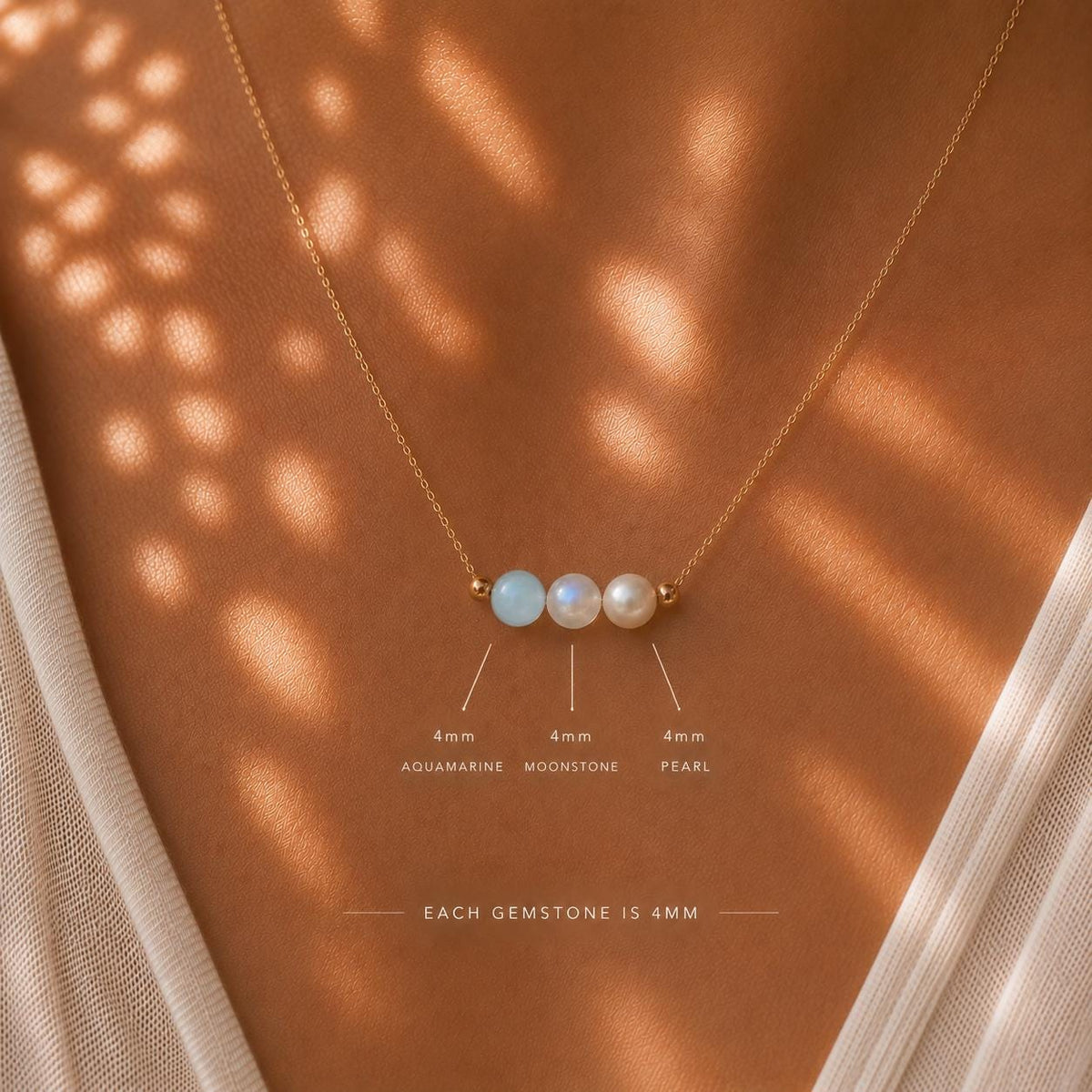 Coastal Light Bracelet, Aquamarine Moonstone Pearl Bracelet, Dainty Gold Bracelet, Minimalist Gemstone Bracelet, Coastal Jewelry Gift