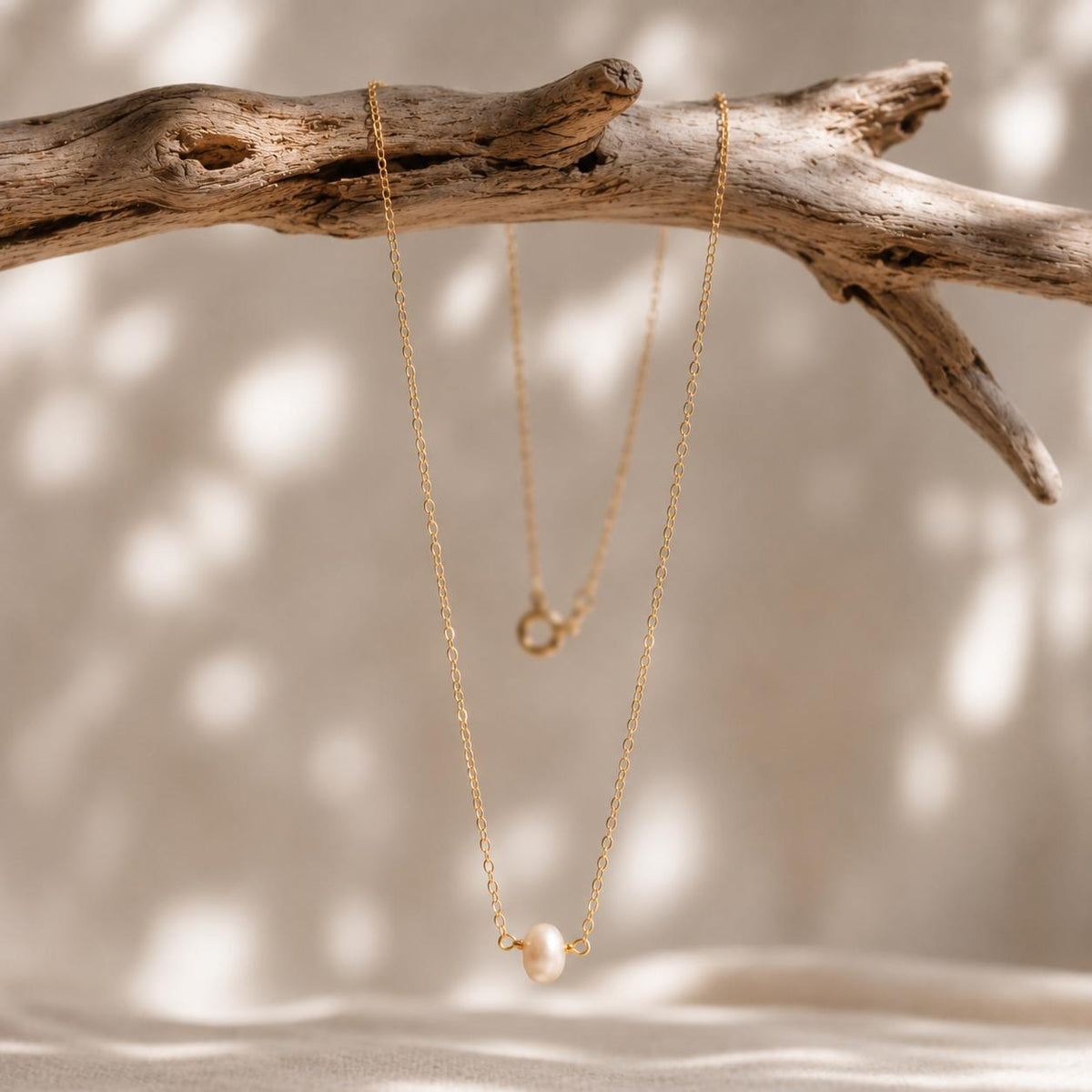 Freshwater Pearl Necklace, Shaped by the Sea Necklace, Floating Pearl Necklace, Meaningful Gift for Her, Encouragement Gift