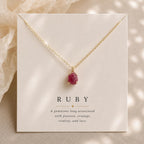 Raw Ruby Necklace, July Birthstone Necklace, Raw Ruby Pendant, Dainty Gemstone Necklace, Meaningful July Birthday Gift for Her