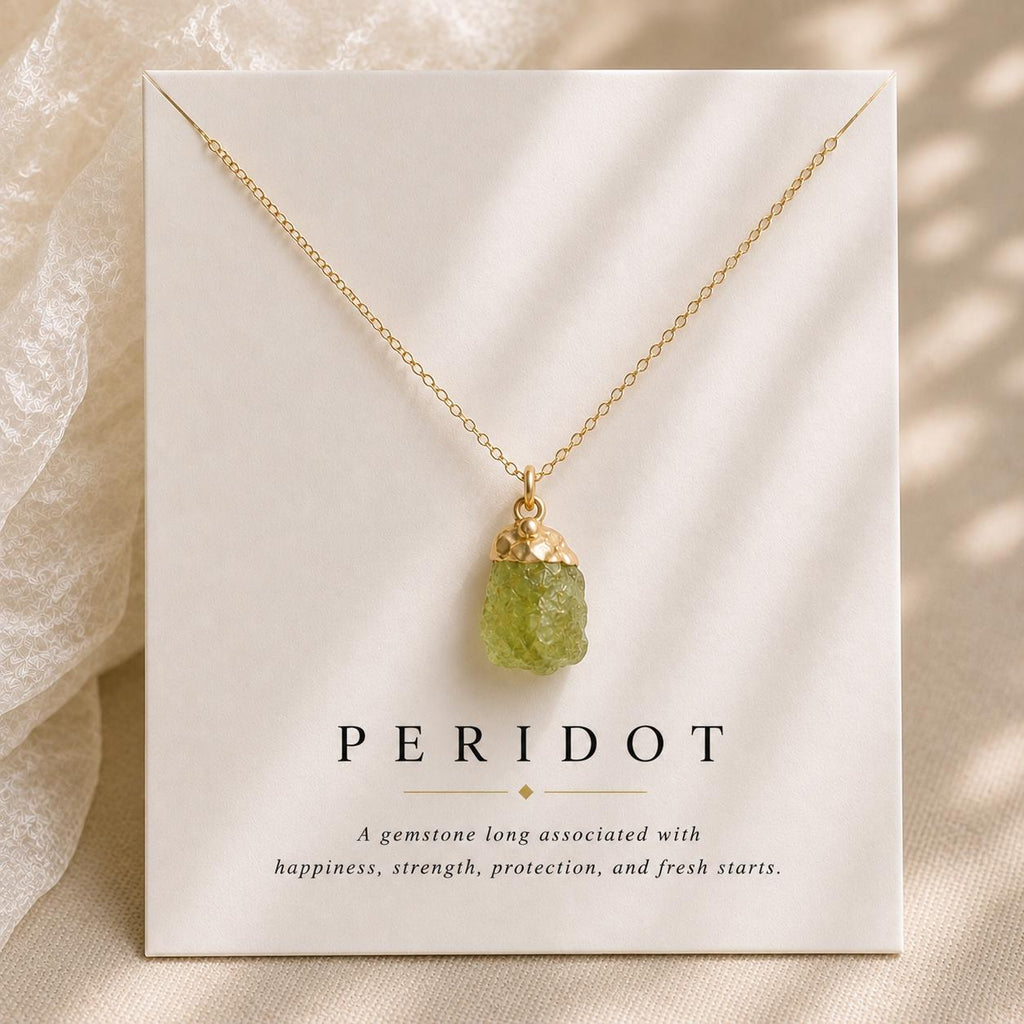 Raw Peridot Necklace, August Birthstone Necklace, Peridot Pendant, Dainty Gemstone Jewelry, Meaningful Birthday Gift for Her