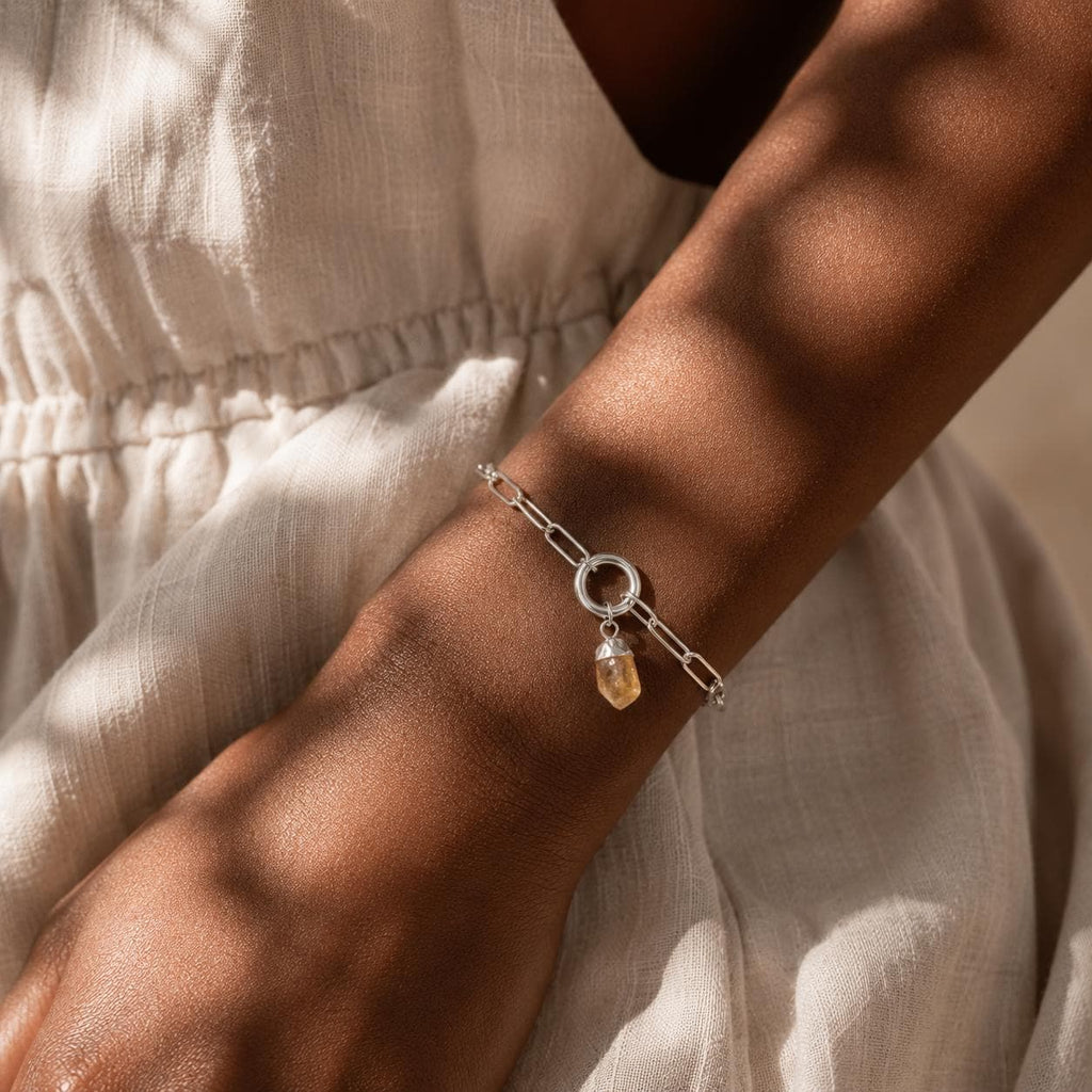 Raw Garnet Birthstone Bracelet | Gold or Silver Paperclip Chain | January Birthstone Jewelry | Natural Red Gemstone Gift for Her