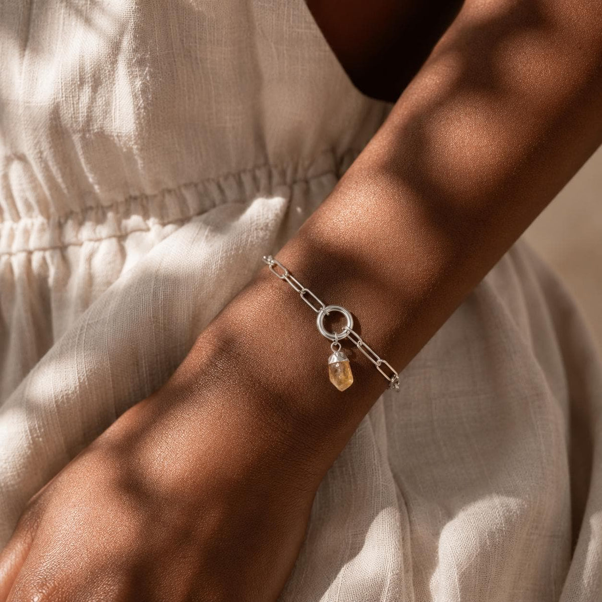 Raw Rose Quartz Bracelet | Gold or Silver Paperclip Chain Bracelet | Natural Pink Crystal Jewelry | Love Stone Gift for Her