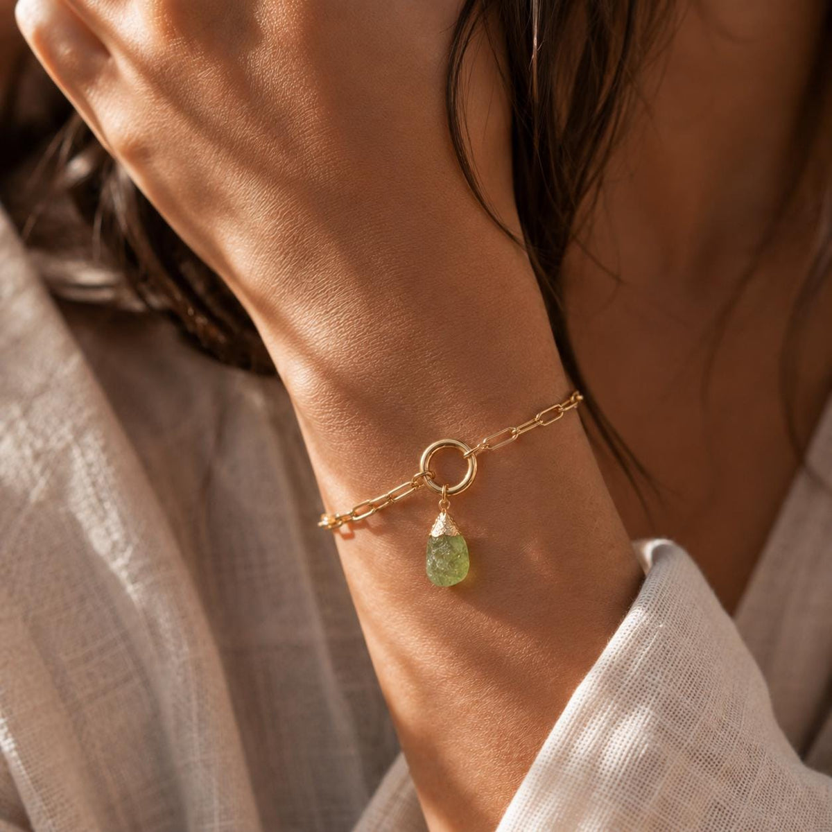 Raw Aquamarine Paperclip Chain Bracelet | Gold or Silver March Birthstone Jewelry | Natural Blue Gemstone Gift for Her