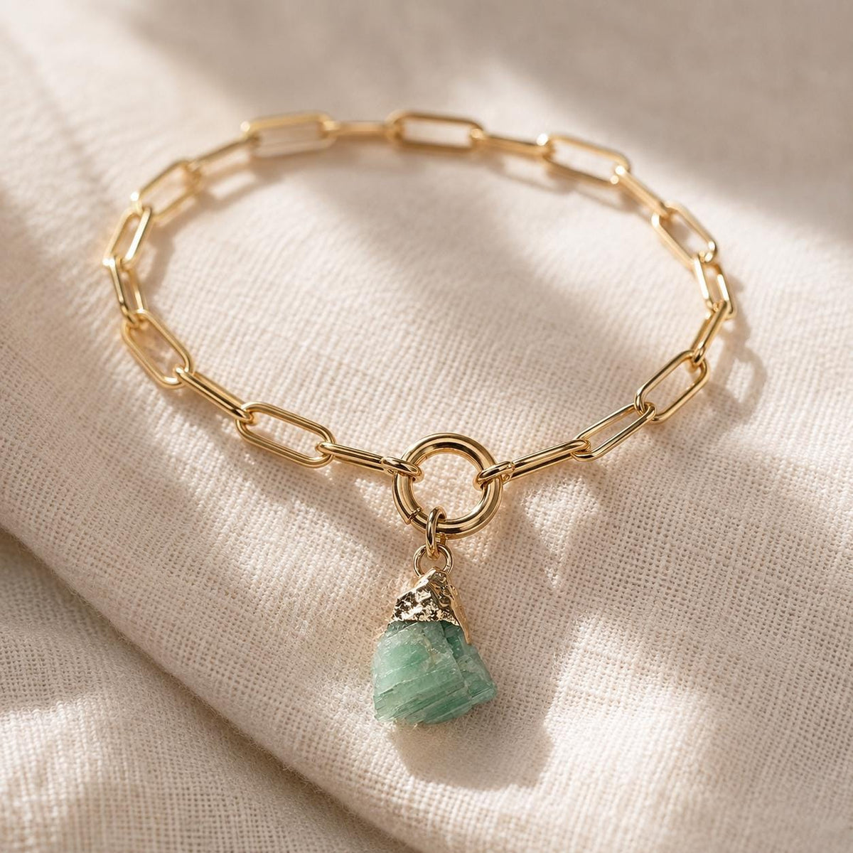 Raw Clear Quartz Bracelet | Gold or Silver Paperclip Chain Bracelet | Natural Crystal Charm Jewelry | April Birthstone Gift