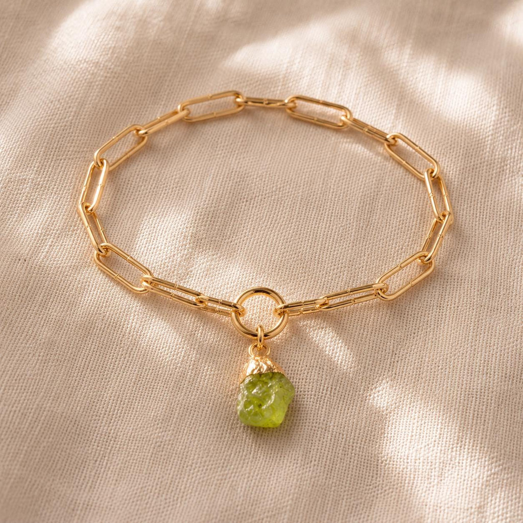 Raw Sapphire Birthstone Bracelet | Gold or Silver Paperclip Chain Bracelet | September Birthstone Jewelry | Natural Sapphire Gift for Her