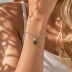 Raw Sapphire Birthstone Bracelet | Gold or Silver Paperclip Chain Bracelet | September Birthstone Jewelry | Natural Sapphire Gift for Her
