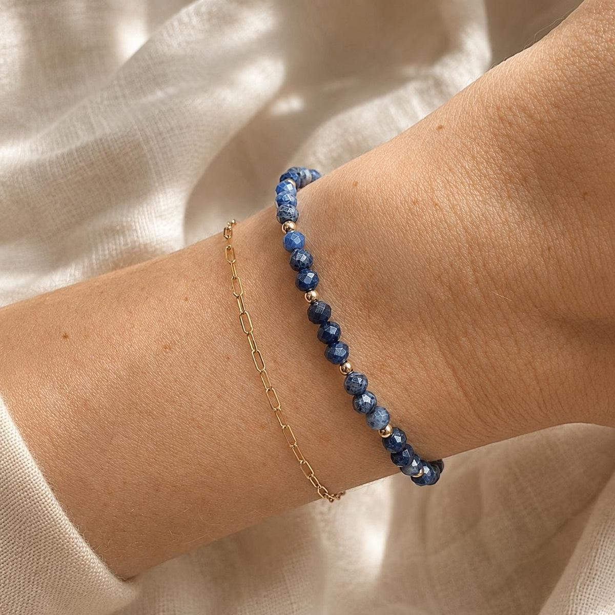 Sapphire Gemstone Bracelet • September Birthstone Jewelry for Women • Dainty, Delicate Crystals