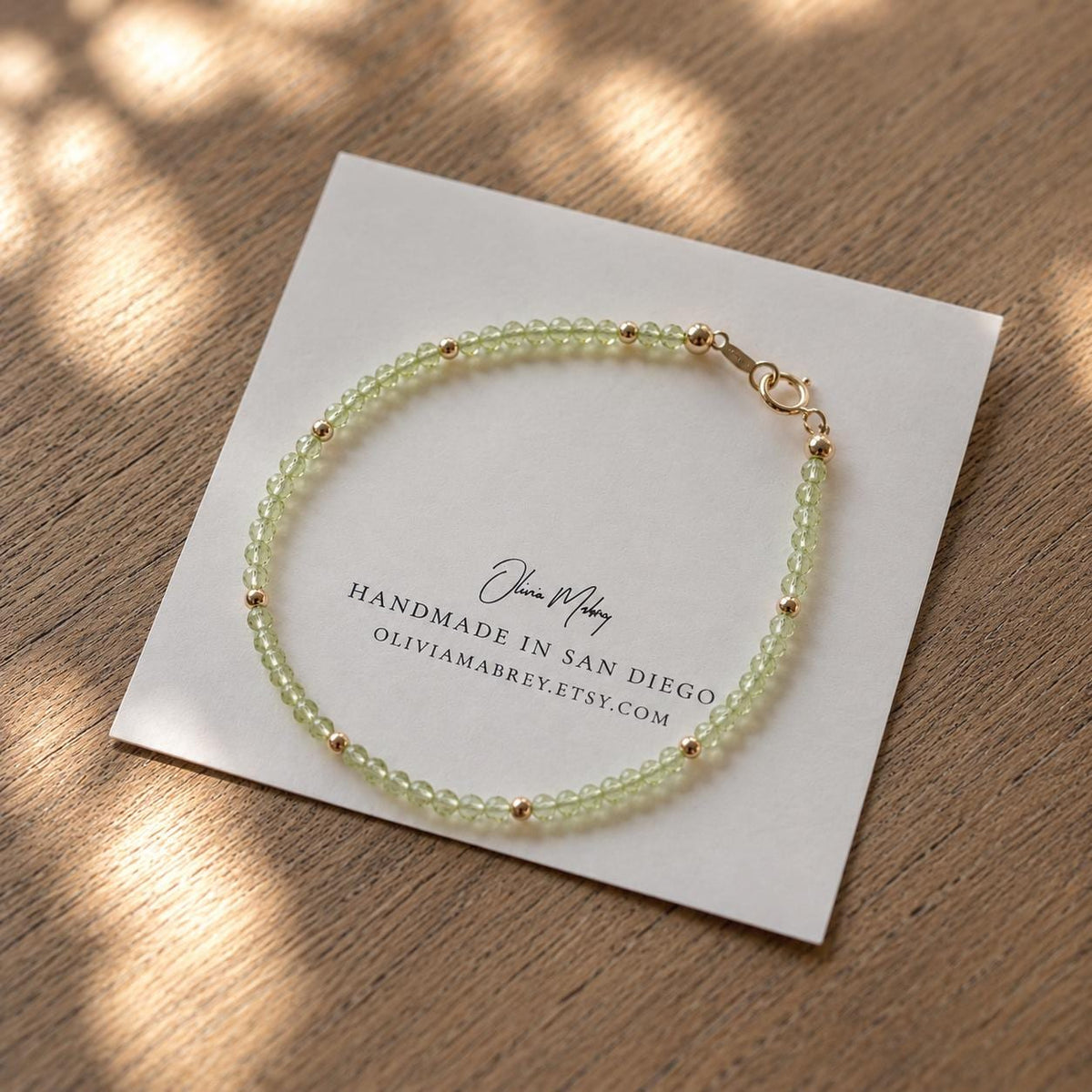 Delicate Peridot Gemstone Bracelet • August Birthstone • Leo Birthday Gift • Genuine Gemstone Jewelry for Women • Dainty & Elegant