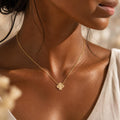 Clover Sunburst Pendant Necklace | Dainty Gold Quatrefoil Necklace | Minimalist Everyday Jewelry | Good Luck Gift for Her