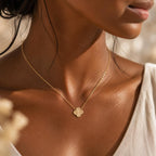Clover Sunburst Pendant Necklace | Dainty Gold Quatrefoil Necklace | Minimalist Everyday Jewelry | Good Luck Gift for Her