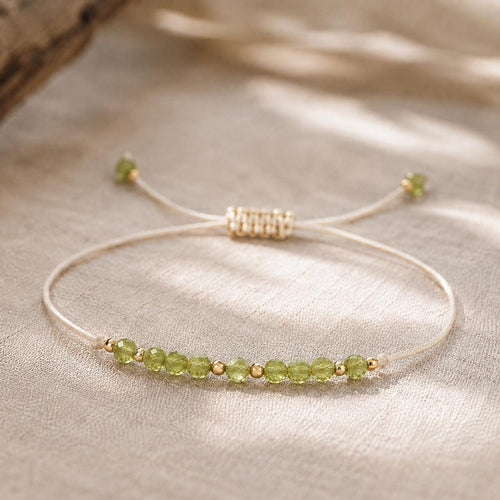August Birthstone Wish Bracelet | Peridot Gemstone | Adjustable Cord Bracelet | August Birthday Gift for Her | Dainty Birthstone Jewelry