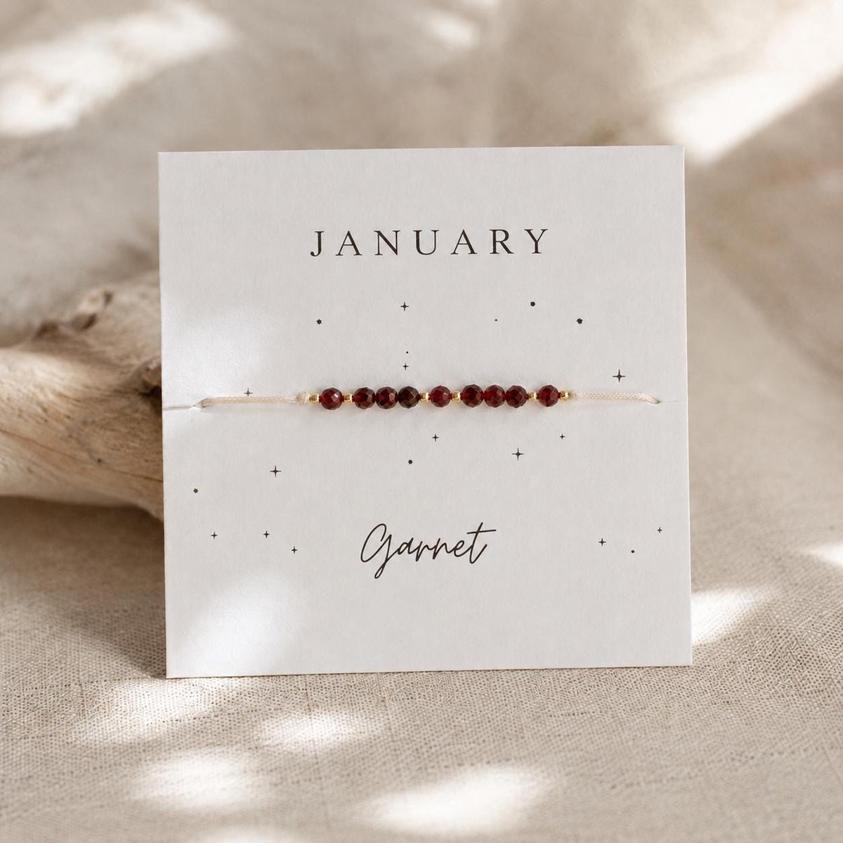 January Birthstone Wish Bracelet | Garnet Gemstone Bracelet | Adjustable Cord Bracelet | January Birthday Gift for Her | Dainty Jewelry