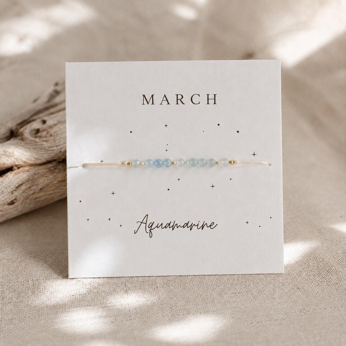 March Birthstone Wish Bracelet | Aquamarine Gemstone Bracelet | Adjustable Cord Bracelet | March Birthday Gift for Her | Dainty Jewelry