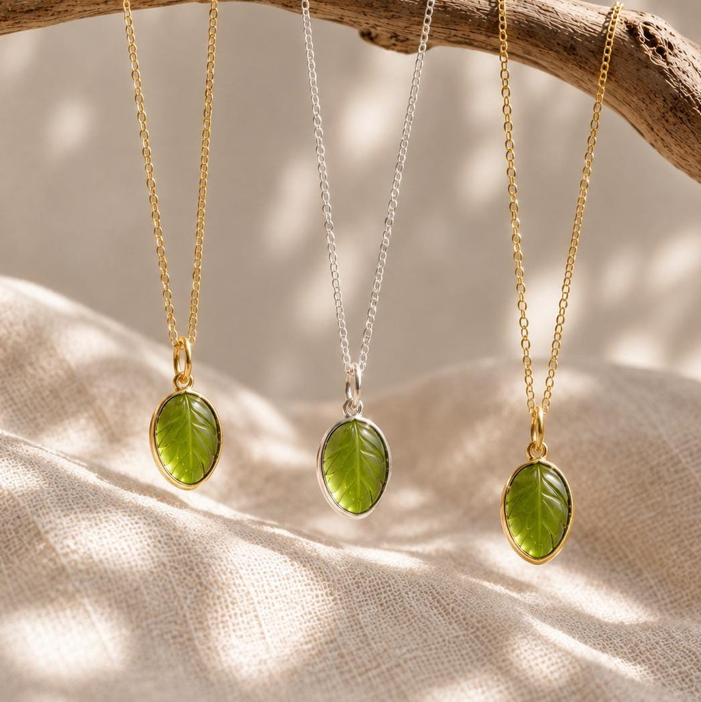 Turn Over A New Leaf Necklace, Peridot Leaf Charm | Encouragement Gift for Her | New Beginnings Jewelry | Graduation Gift