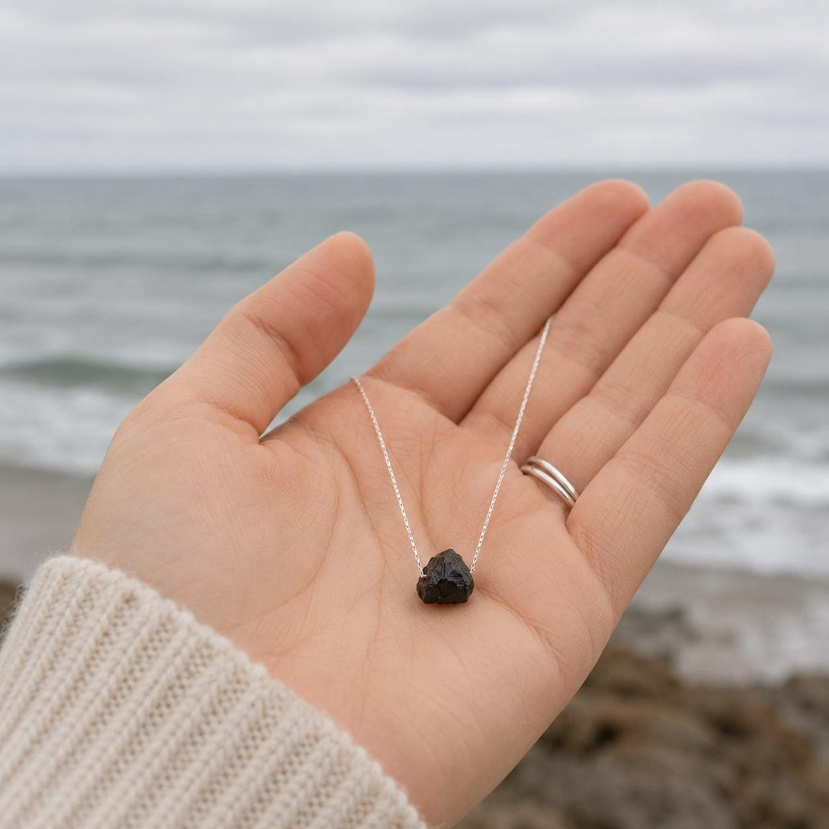 Raw Black Tourmaline Necklace | Gold or Silver Gemstone Necklace | Protection Crystal Jewelry | Dainty Tourmaline Stone