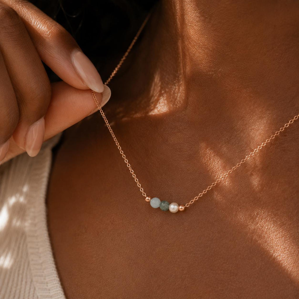 The Places You'll Go Necklace | Graduation Gift for Her | New Adventure Jewelry | Aquamarine Jade Pearl | New Beginnings Gift | Travel Gift