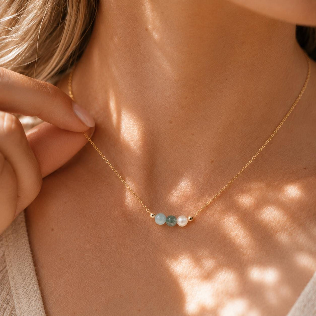 The Places You'll Go Necklace | Graduation Gift for Her | New Adventure Jewelry | Aquamarine Jade Pearl | New Beginnings Gift | Travel Gift