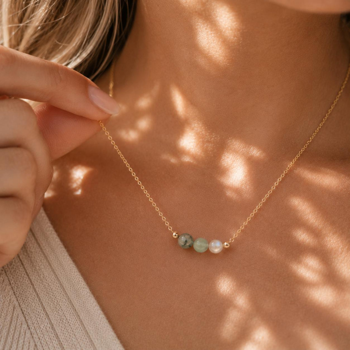 Good Things Are Coming Necklace | Moss Agate Jade Moonstone | New Beginnings Gift | Meaningful Gemstone Necklace for Her