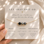 Let That Shit Go Gift | Obsidian Labradorite Black Moonstone Necklace | Protection Gemstone Necklace | New Beginnings Jewelry
