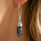 Raw Sapphire Earrings | September Birthstone Jewelry | Natural Sapphire Drop Earrings | Blue Gemstone Earrings