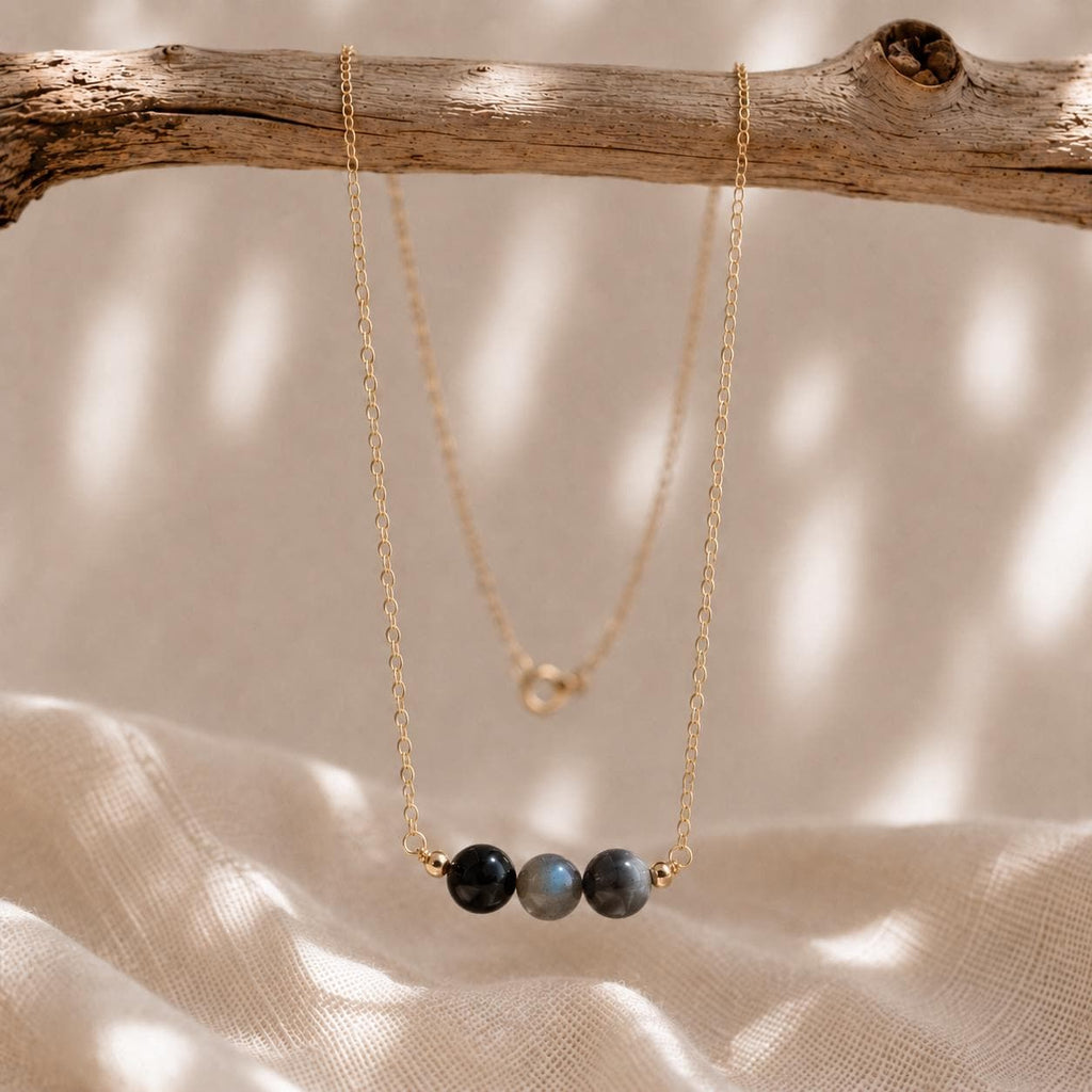 Let That Shit Go Gift | Obsidian Labradorite Black Moonstone Necklace | Protection Gemstone Necklace | New Beginnings Jewelry