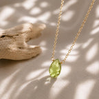 Genuine Peridot Teardrop Necklace, August Birthstone Jewelry, Minimalist Green Gemstone Necklace, Gift for Her