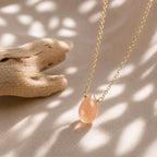 Peach Moonstone Necklace, Gold Filled Moonstone Necklace, New Beginnings Gift, Dainty Gemstone Necklace, Meaningful Jewelry Gift for Her