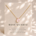 Rose Quartz Teardrop Necklace, October Birthstone Jewelry, Minimalist Pink Gemstone Necklace, Gift for Her