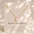 Rose Quartz Teardrop Necklace, October Birthstone Jewelry, Minimalist Pink Gemstone Necklace, Gift for Her