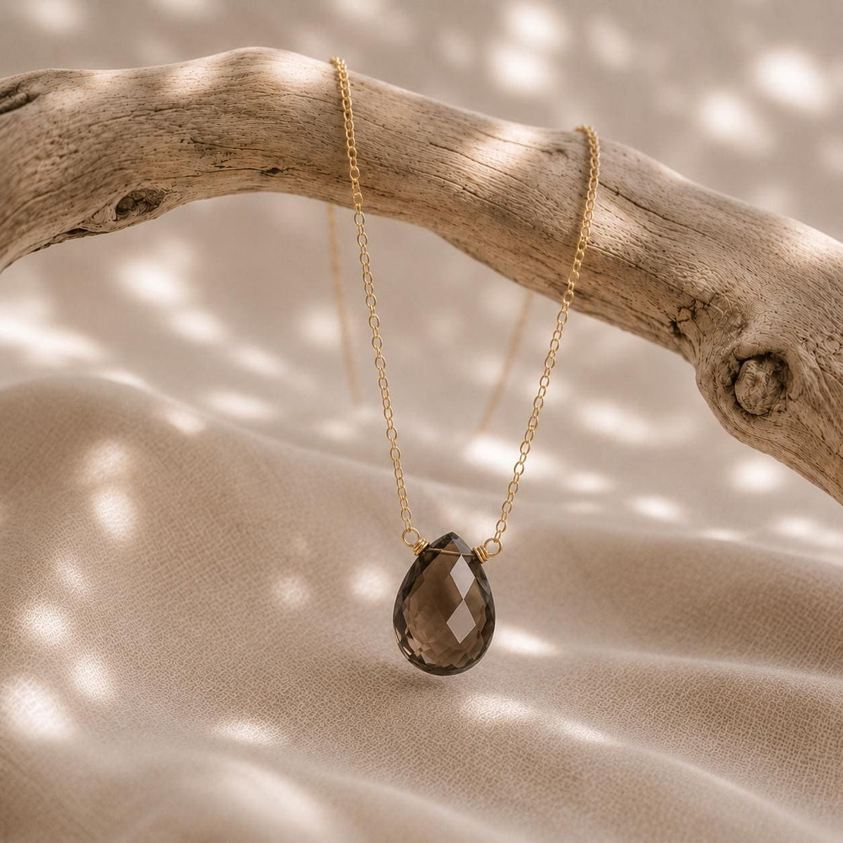 Smoky Quartz Necklace, Dainty Brown Gemstone Pendant Necklace, Grounding Crystal Jewelry