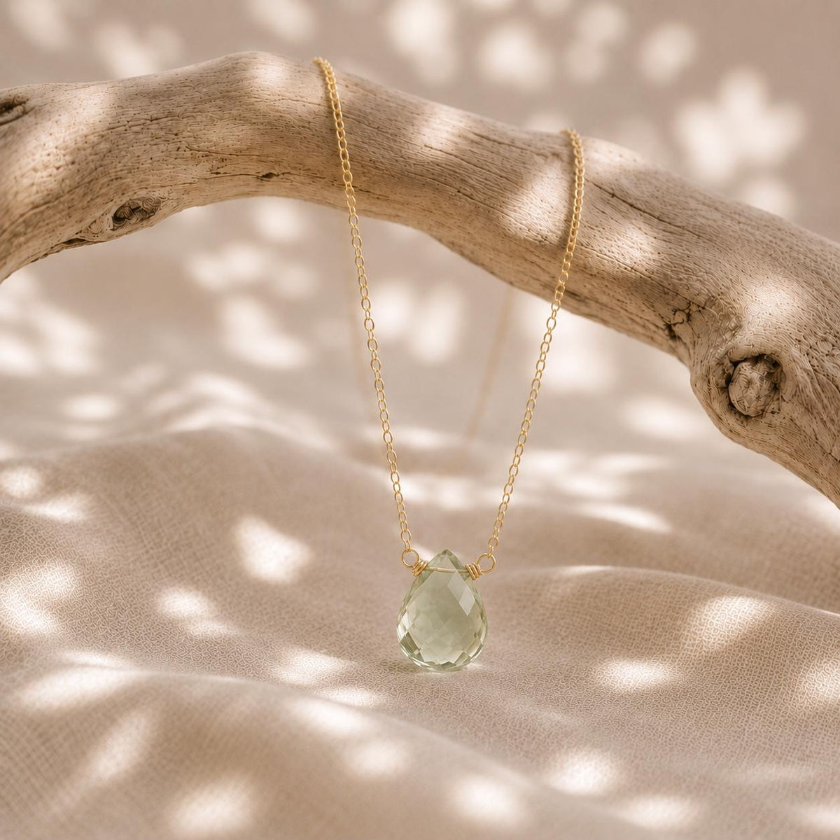 Green Amethyst Necklace, Prasiolite Necklace, Green Gemstone Necklace, Gold Filled Necklace, Minimalist Gemstone Jewelry, Gift for Her