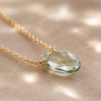 Green Amethyst Necklace, Prasiolite Necklace, Green Gemstone Necklace, Gold Filled Necklace, Minimalist Gemstone Jewelry, Gift for Her