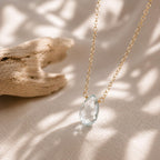 Something Blue Necklace for Bride, Chalcedony Wedding Necklace, Minimalist Bridal Jewelry, Gold Filled Something Blue Gift