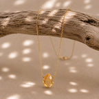 Citrine Teardrop Necklace | November Birthstone Jewelry | Minimalist Yellow Gemstone Necklace | Gift for Her