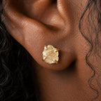 Raw Citrine Stud Earrings | Natural Gemstone, Organic Texture (November Birthstone) 7-10mm