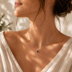 Sapphire Teardrop Necklace | Dainty September Birthstone | Minimalist Blue Gemstone Jewelry