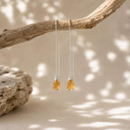 Raw Citrine Threader Earrings | Natural Citrine Earrings | Gold or Silver Gemstone Earrings | November Birthstone | Dainty Crystal Earrings