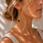 Raw Black Tourmaline Threader Earrings | Natural Black Gemstone Dangle Earrings | Protection Jewelry