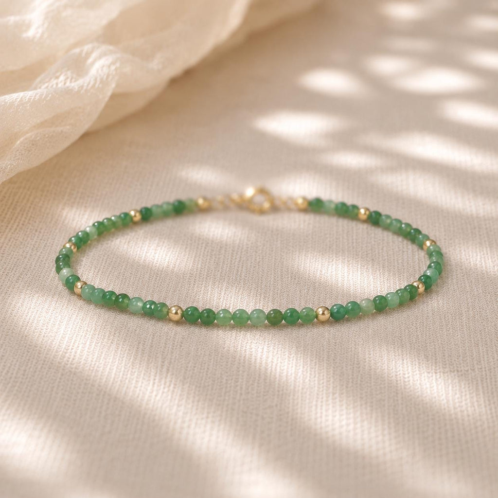 Natural Jade Bracelet • Healing Gemstones • Harmony, Prosperity, Good Luck • Dainty Beaded Bracelet • Elegant Crystal Jewelry for Women