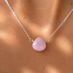 Pink Opal Necklace | Natural Pink Opal Gemstone Necklace | Minimalist October Birthstone Jewelry