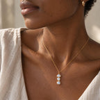 Natural Moonstone Necklace | Triple Moonstone Pendant | Gold or Sterling Silver Gemstone Necklace | June Birthstone Jewelry