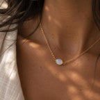 Natural Moonstone Necklace | Dainty June Birthstone Necklace | 8x10mm Moonstone Pendant | Gold Gemstone Necklace